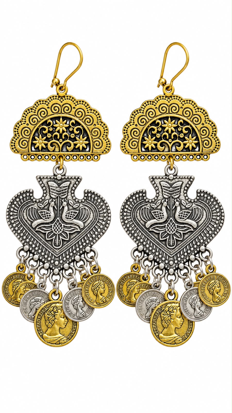Peacock Coin Earrings